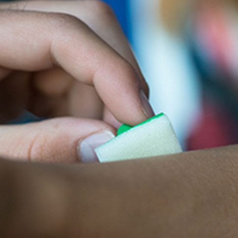 Foam dauber being used