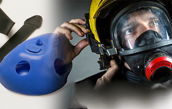 Respiratory mask on man